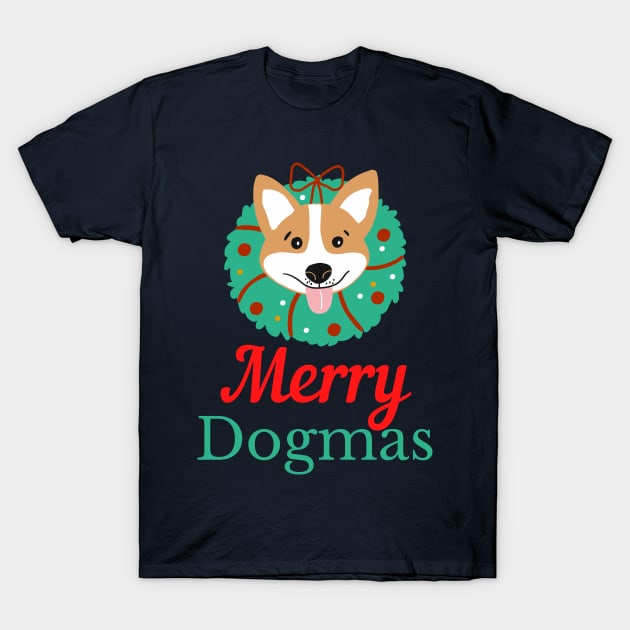 Merry Dogmas | Cute Christmas Dog T-Shirt by Ms Ruth